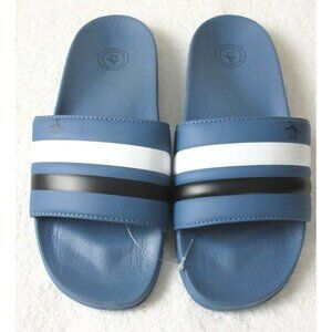 Original Penguin Men's Earle Slide Sandal Blue White Dark Blue Black NWT Classic